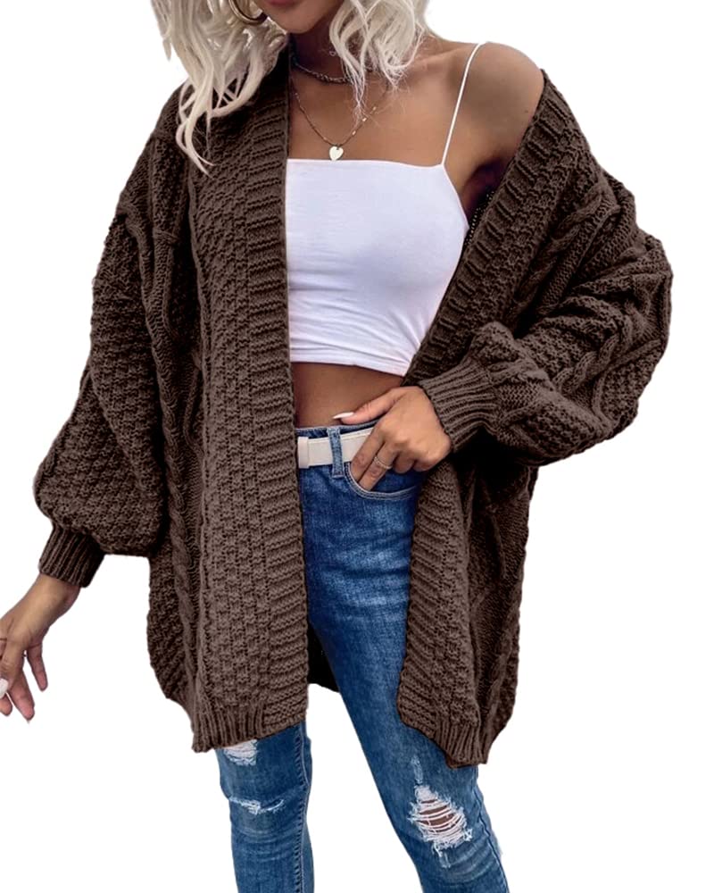 Saodimallsu Womens Chunky Cable Knit Cardigan