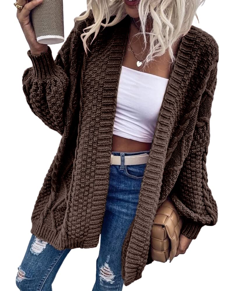 Saodimallsu Womens Chunky Cable Knit Cardigan