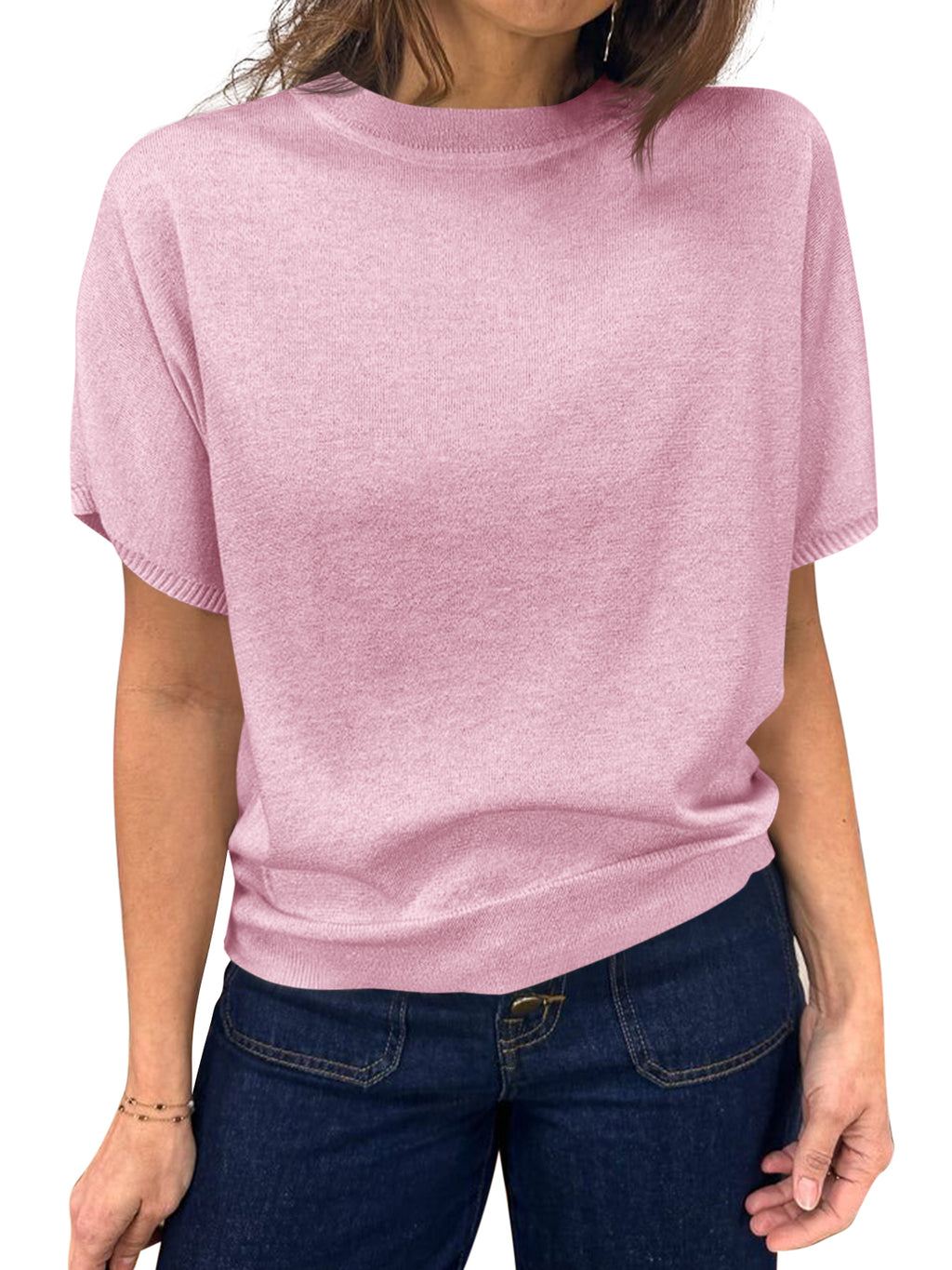 Saodimallsu Women's Crew Neck Knit Sweater