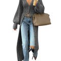 Saodimallsu Dark gray Womens V Neck Cardigan