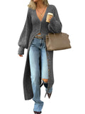Saodimallsu Dark gray Womens V Neck Cardigan