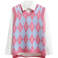 Saodimallsu Womens V Neck Argyle Knit Tops