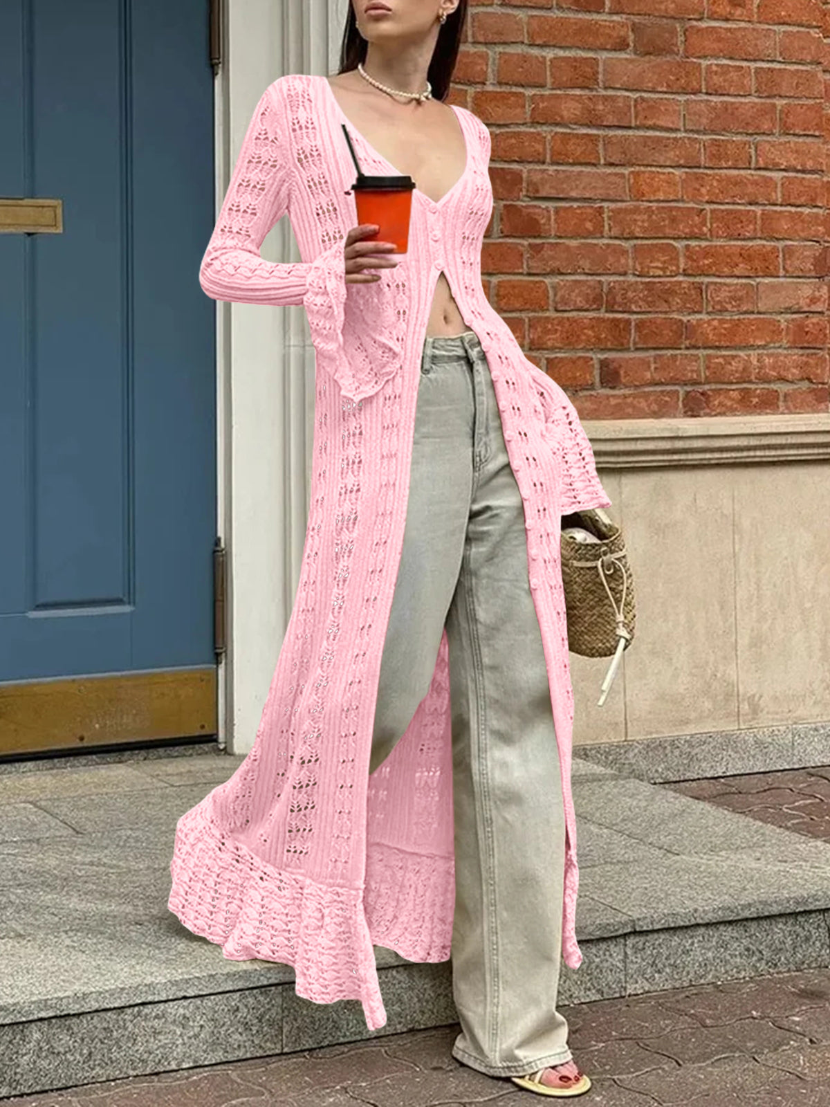 Saodimallsu Womens Boho Crochet Cardigan