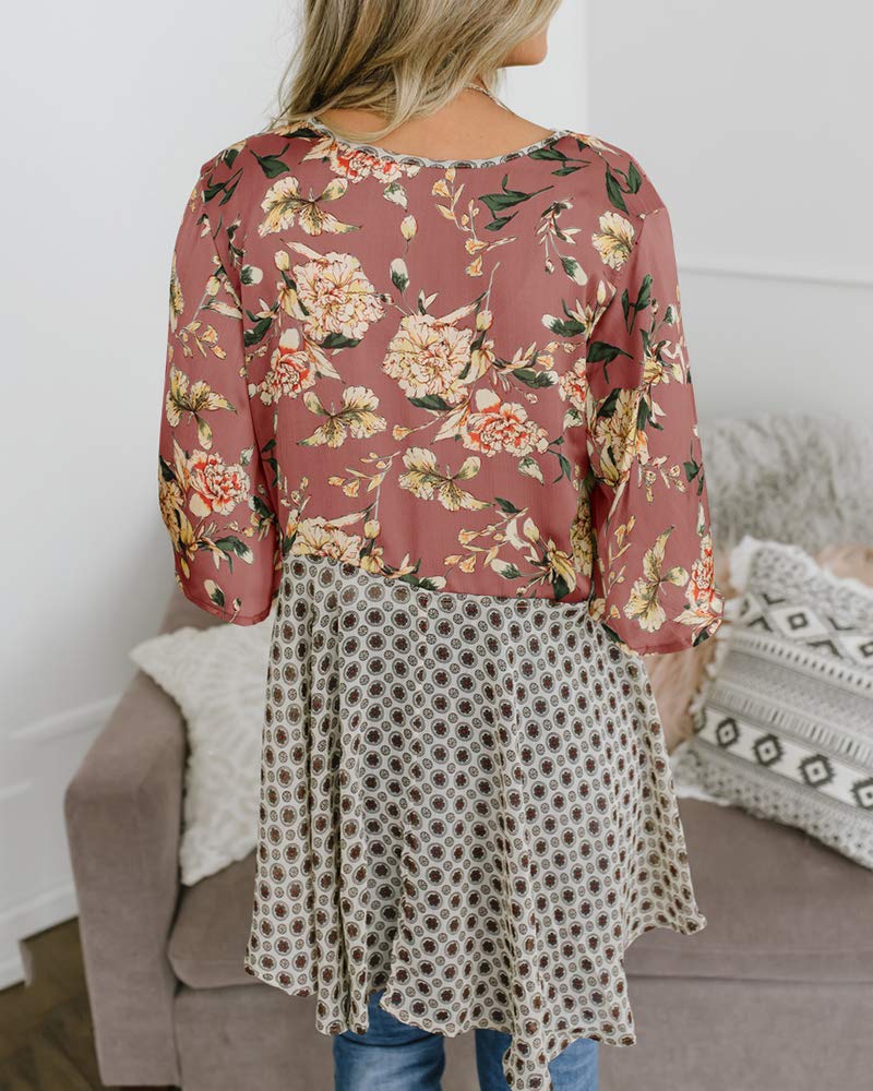 Saodimallsu Womens Tie Front Floral Kimono Cardigans