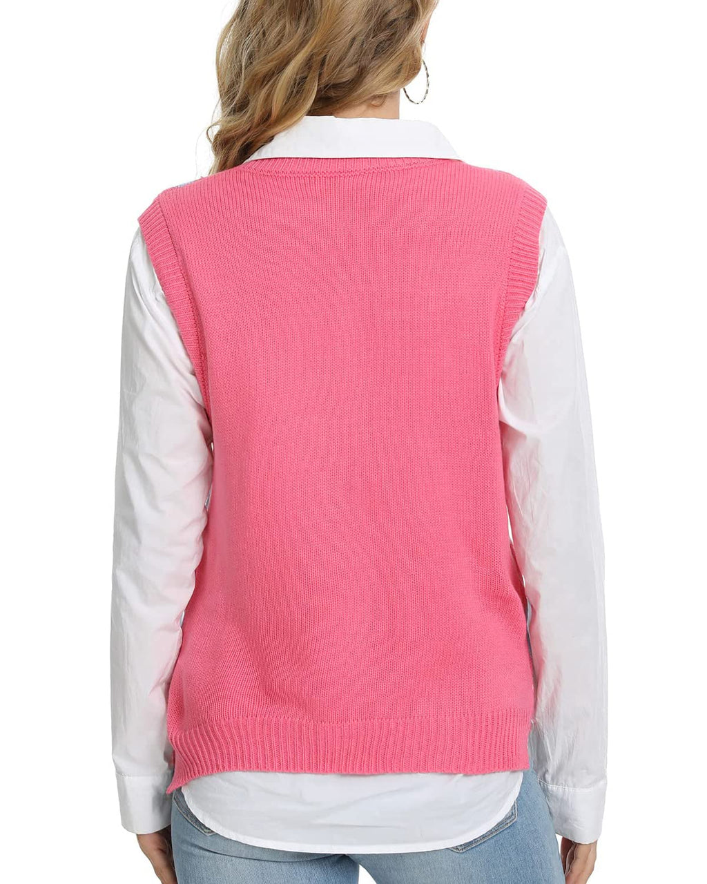 Saodimallsu Womens V Neck Argyle Knit Tops