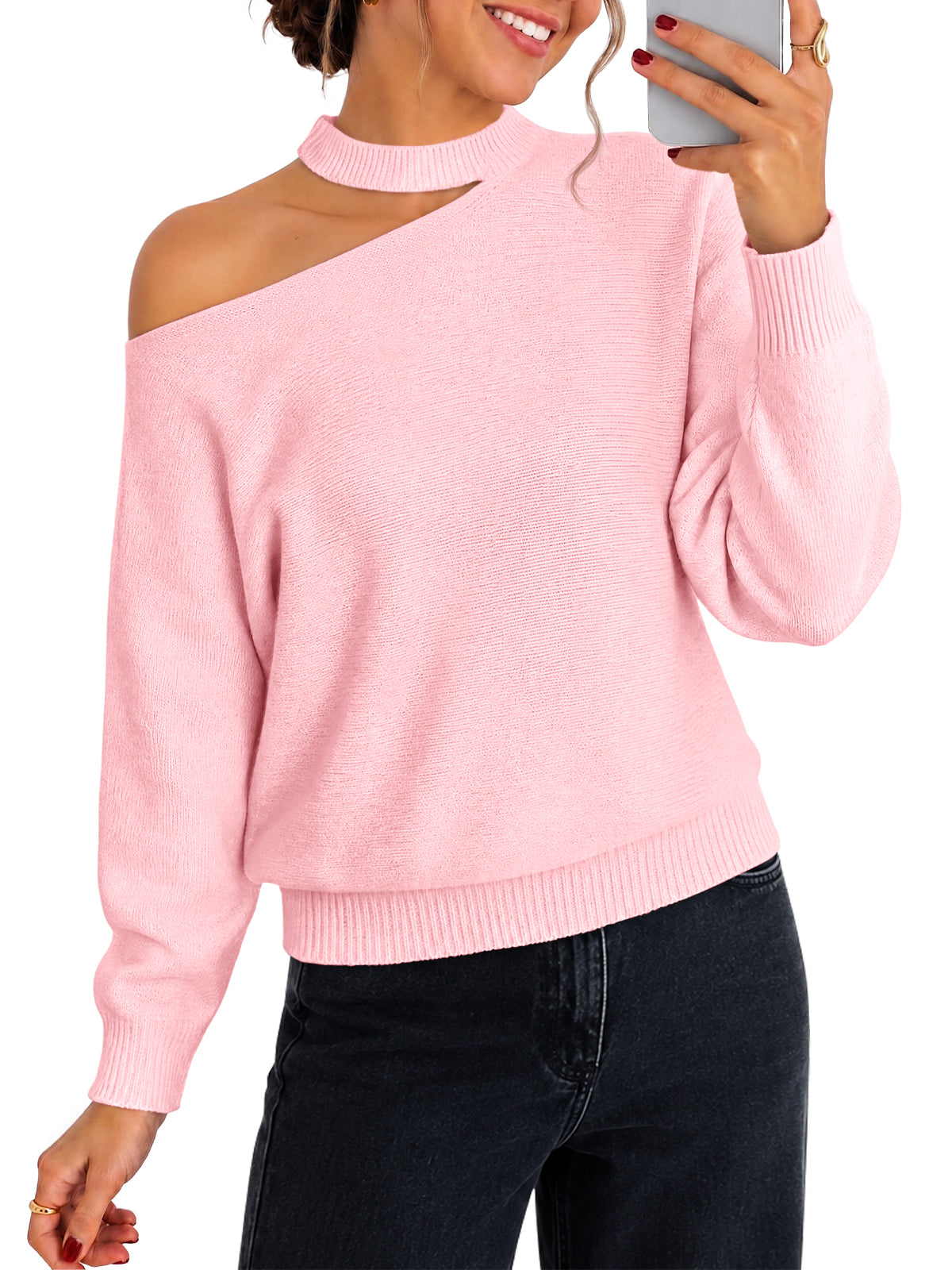 Saodimallsu Womens Off Shoulder Halter Sweater