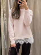 Saodimallsu Womens Lace Patchwork Knit Sweater