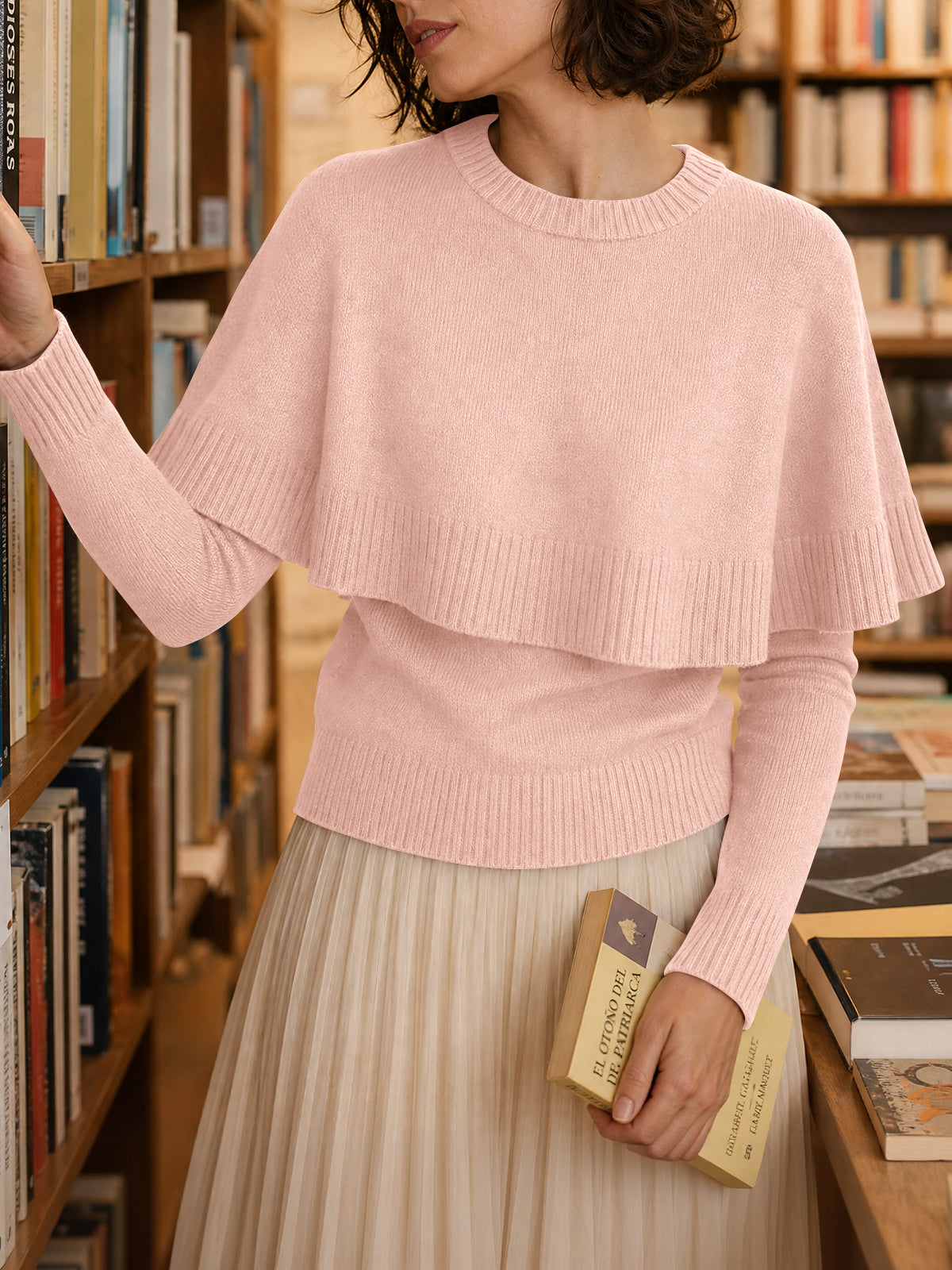 Saodimallsu Womens Poncho Ribbed Knit Sweater