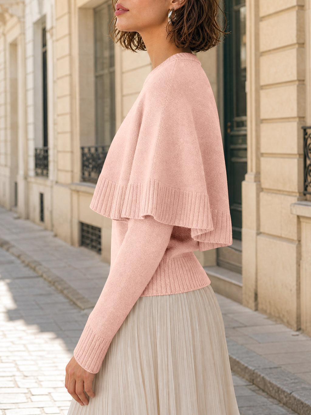 Saodimallsu Womens Poncho Ribbed Knit Sweater