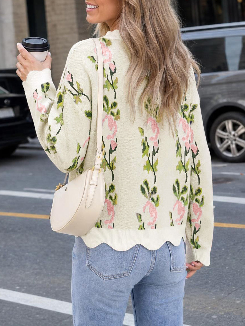 Saodimallsu Women Floral Long Sleeve Sweater