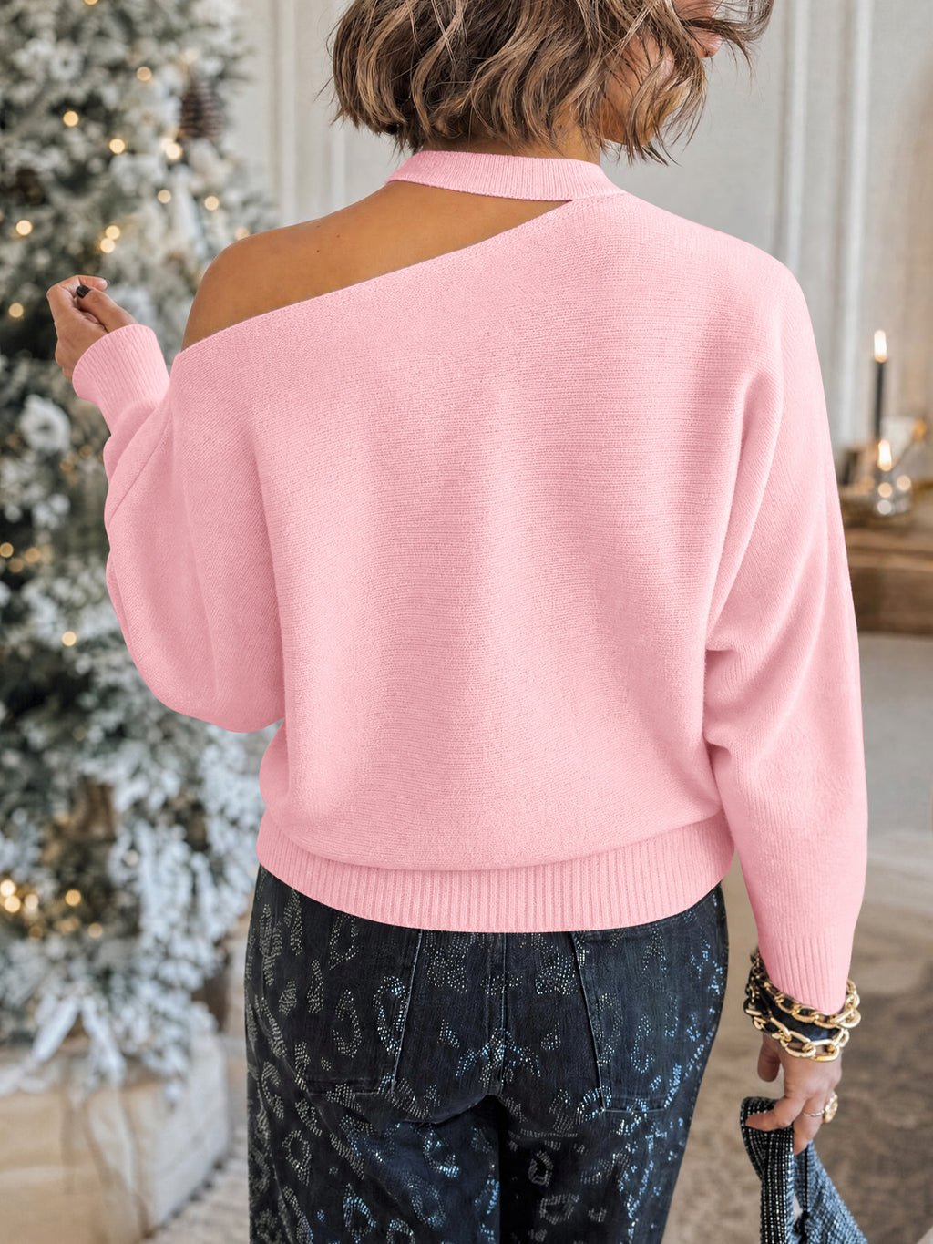 Saodimallsu Womens Off Shoulder Halter Sweater