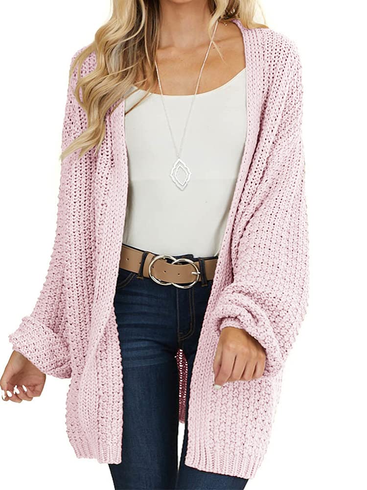 Saodimallsu Womens Oversized Open Front Knit Cardigan
