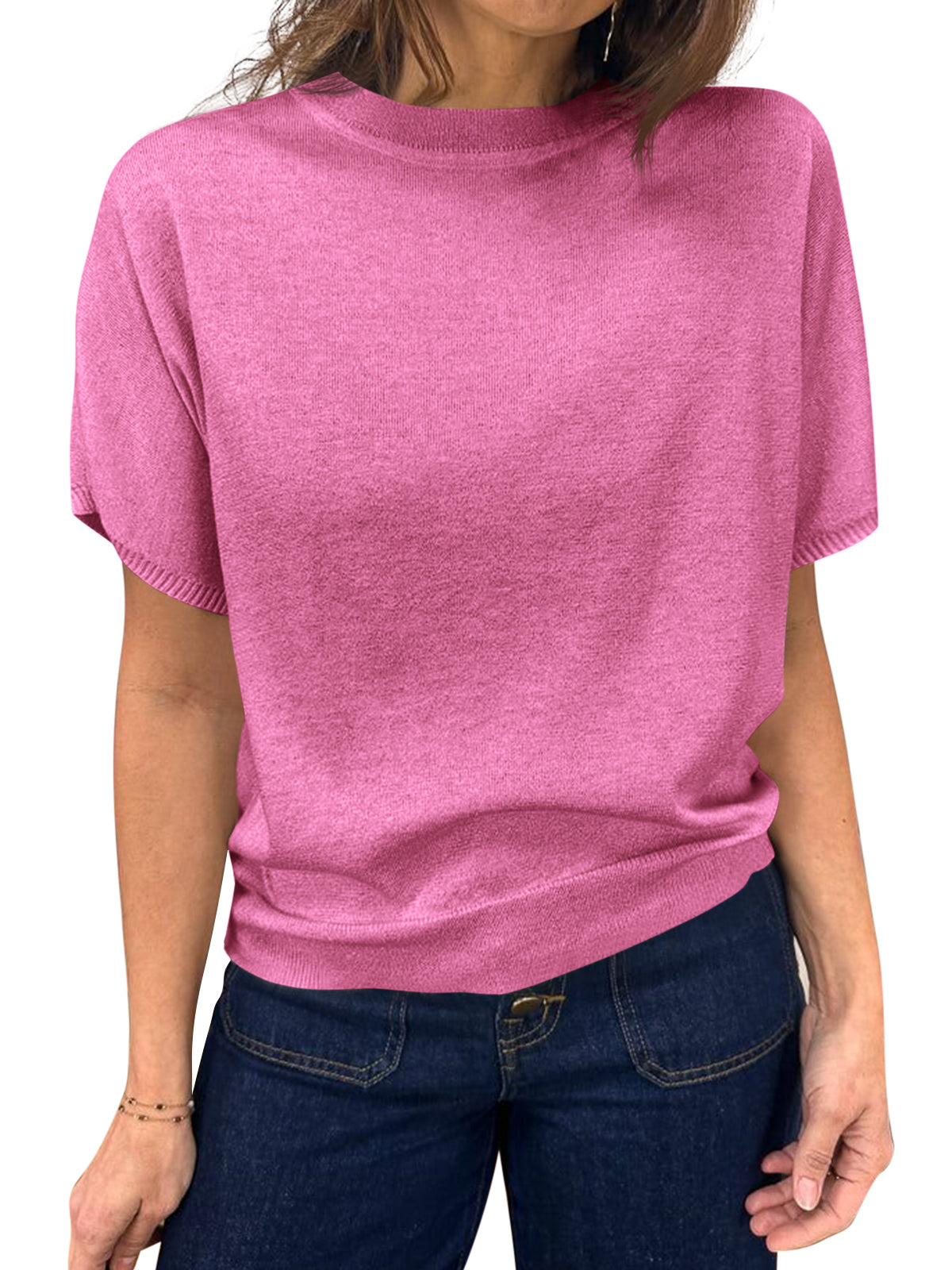 Saodimallsu Women's Crew Neck Knit Sweater