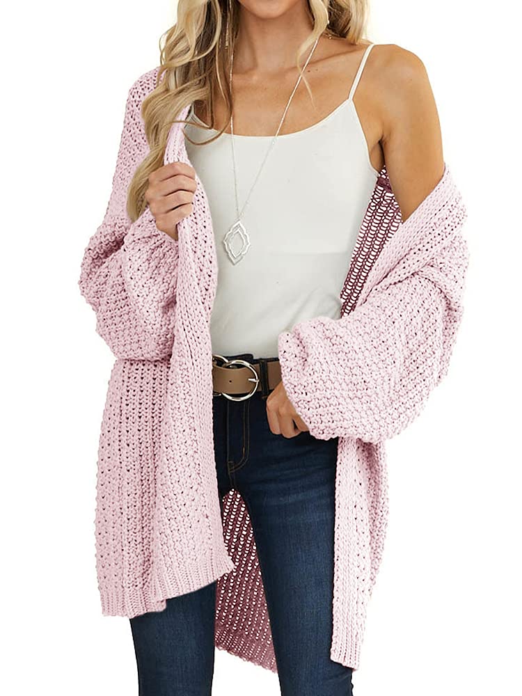 Saodimallsu Womens Oversized Open Front Knit Cardigan