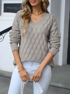 Saodimallsu Womens Crochet V Neck Blouses Sweater