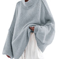 Saodimallsu Light grey Womens Mock Neck Sweater