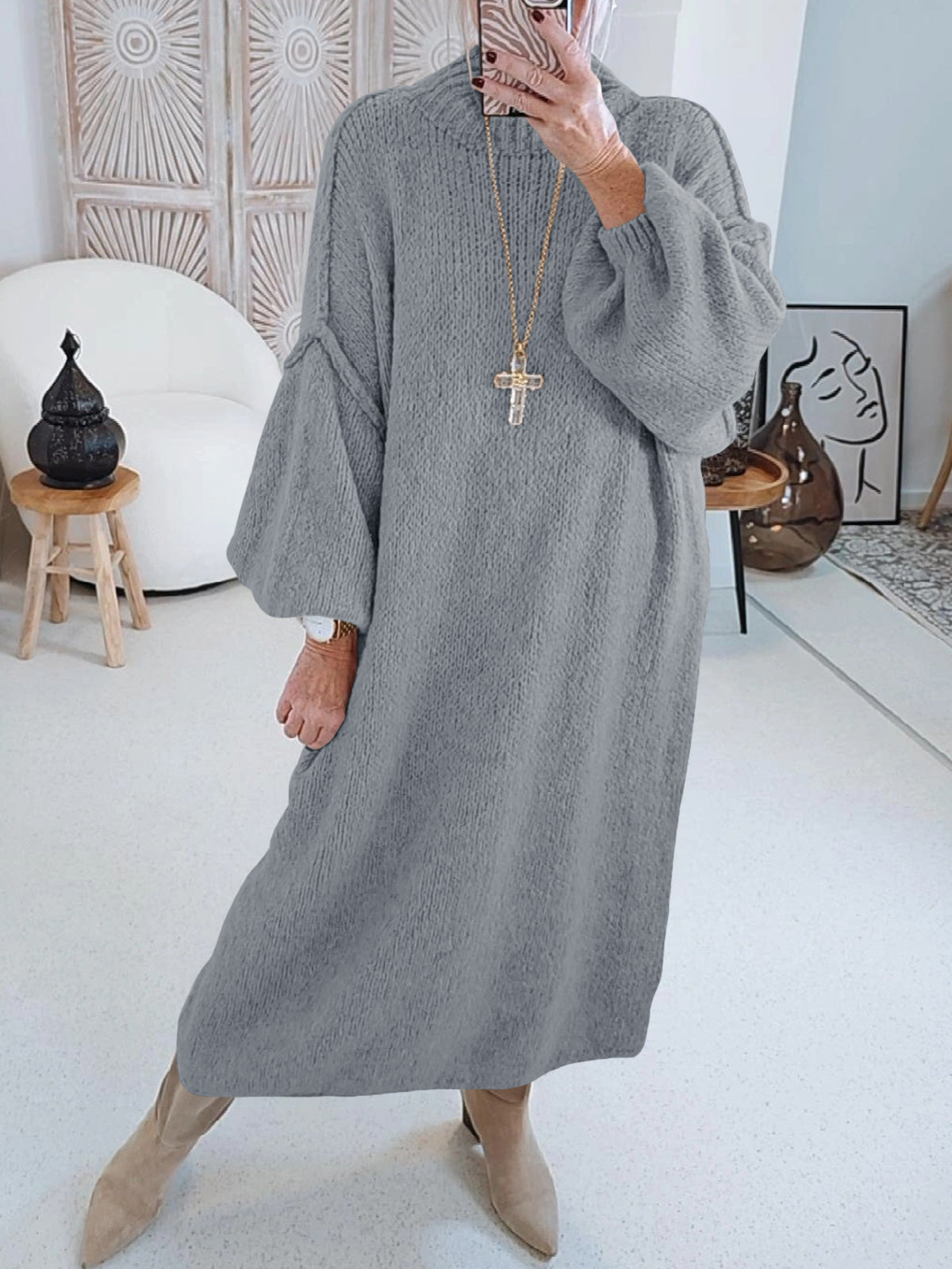 Saodimallsu Womens Mock Neck Sweater Dress