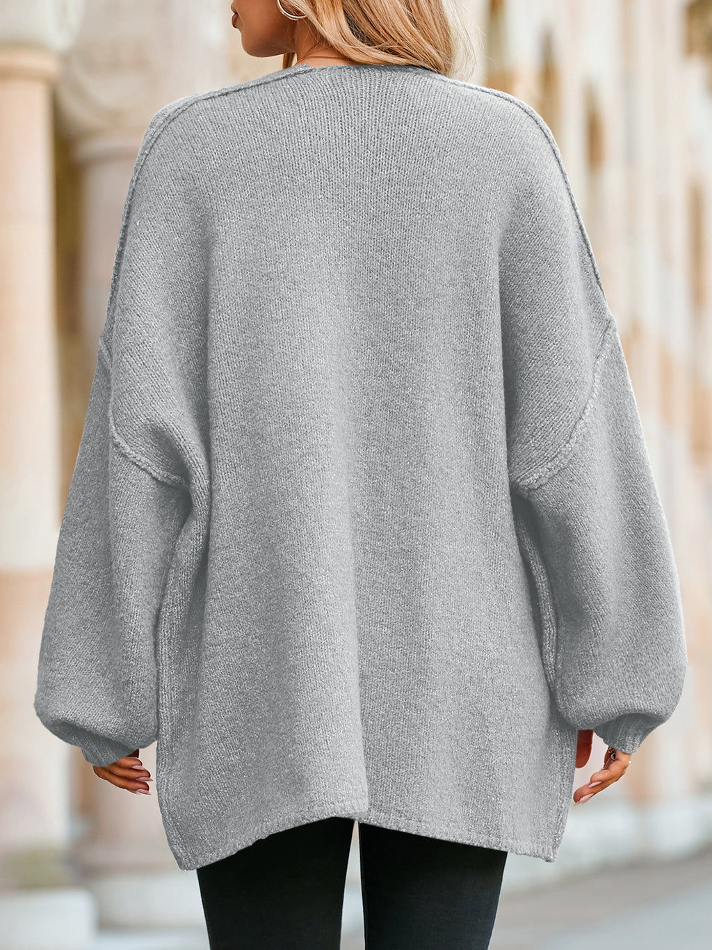 Saodimallsu Womens Lantern Sleeve Chunky Cardigan