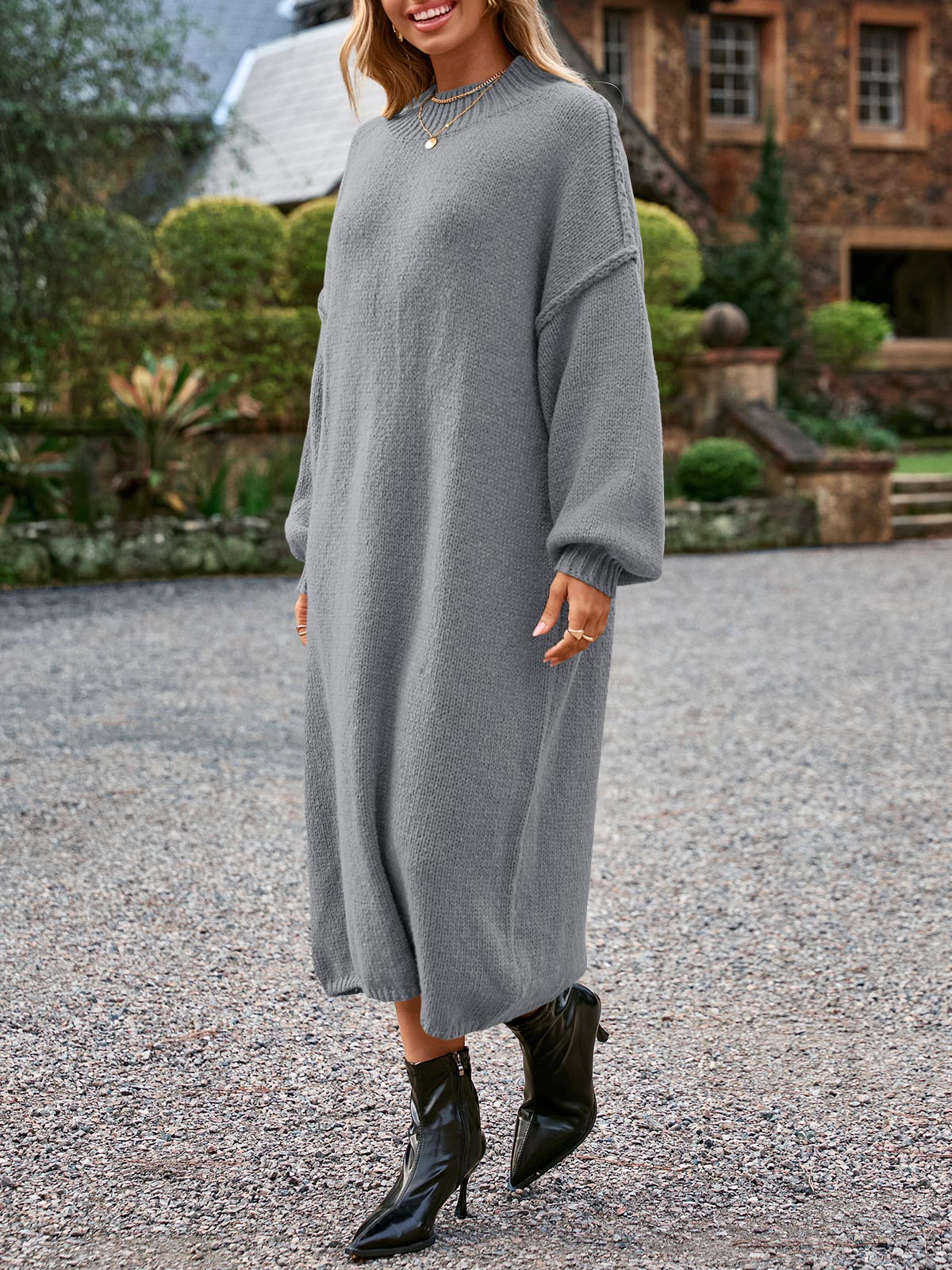 Saodimallsu Womens Mock Neck Sweater Dress