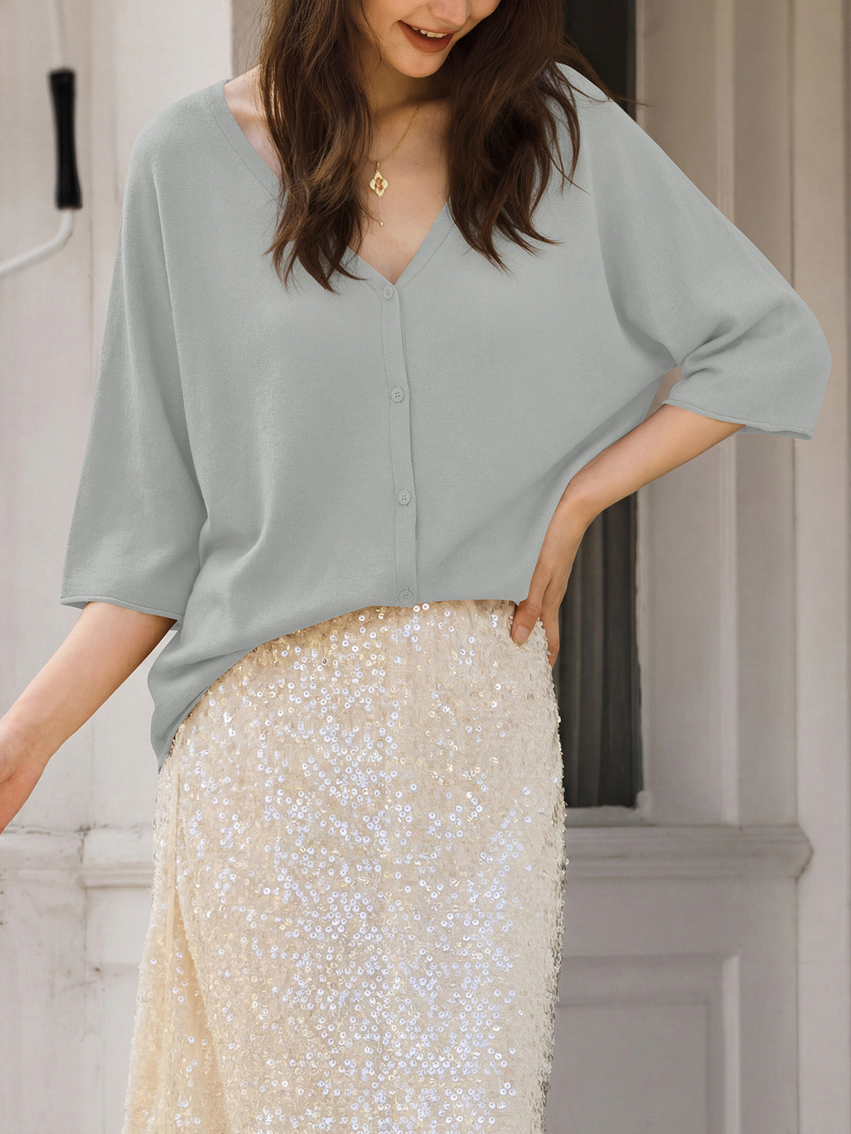 Saodimallsu Womens Batwing Half Sleeve Oversized Cardigans