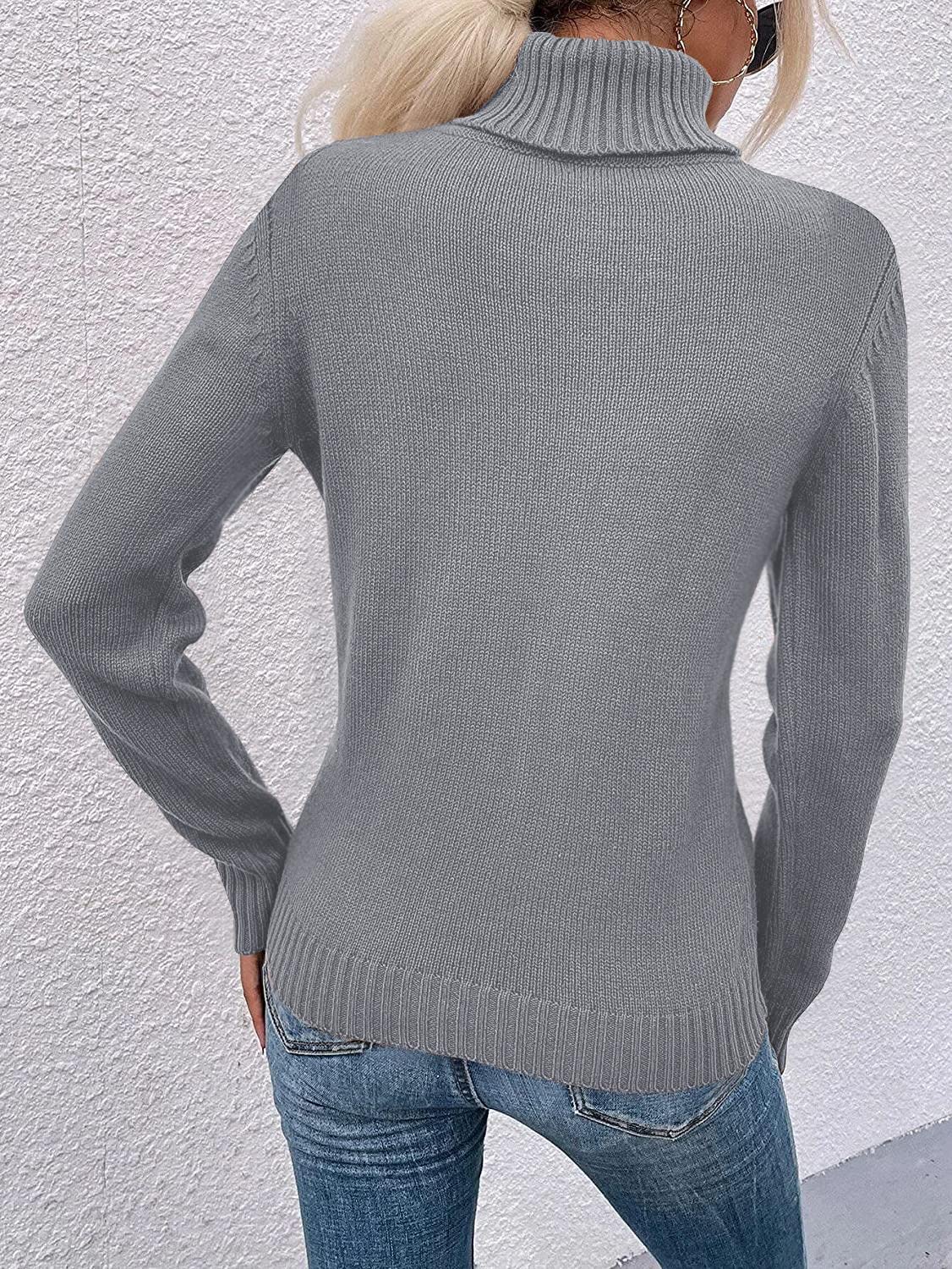 Saodimallsu Women Turtleneck Cable Knit Sweater