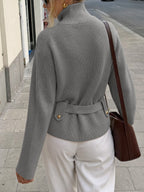 Saodimallsu Womens Zip Up Stand Collar Sweater