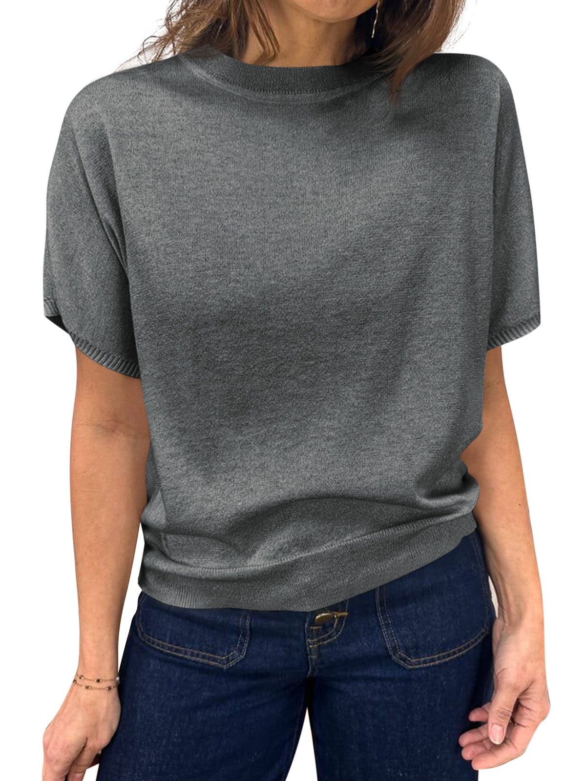 Saodimallsu Women's Crew Neck Knit Sweater