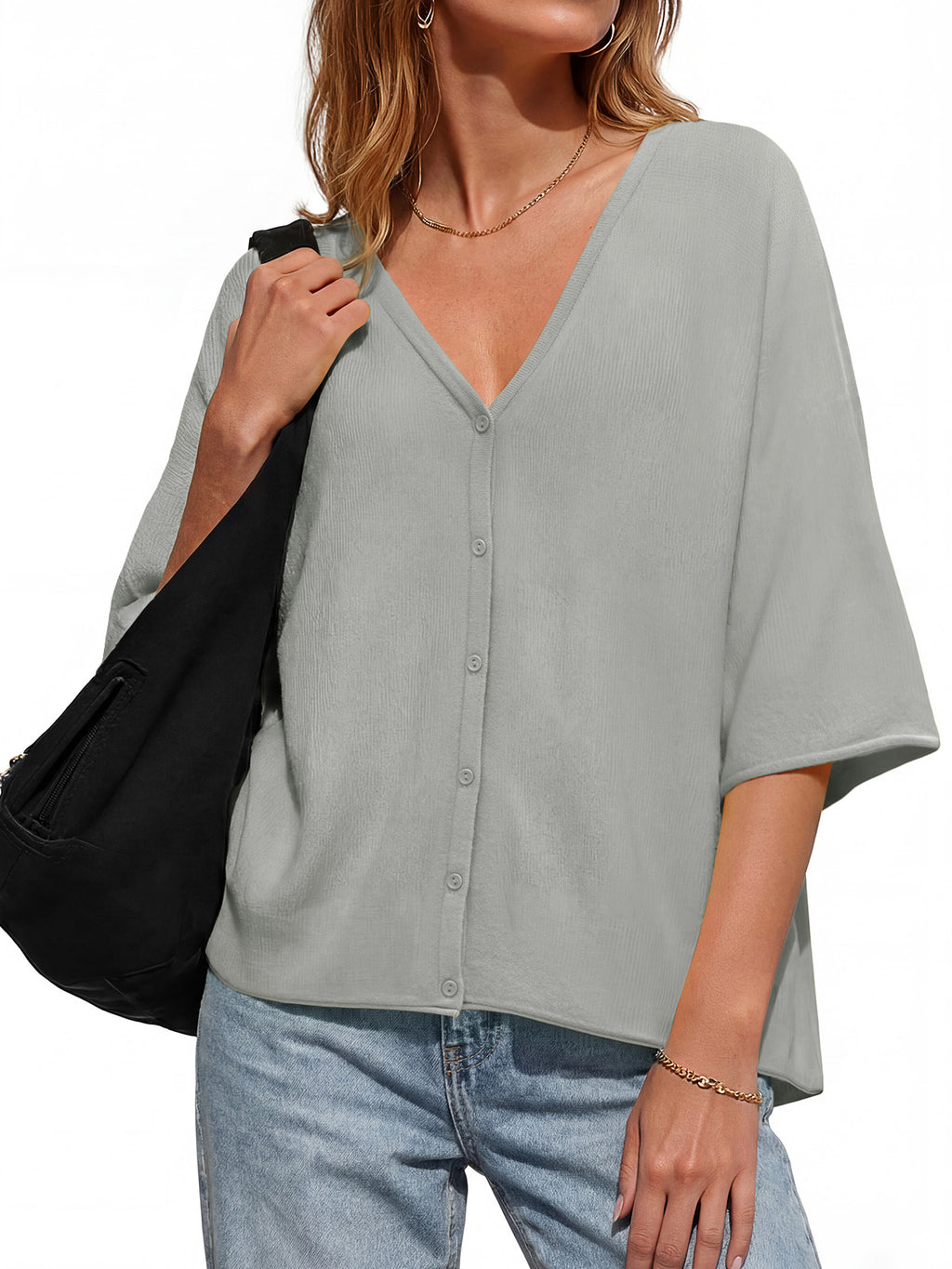 Saodimallsu Womens Batwing Half Sleeve Oversized Cardigans