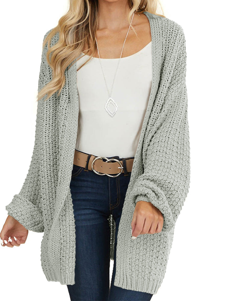 Saodimallsu Womens Oversized Open Front Knit Cardigan