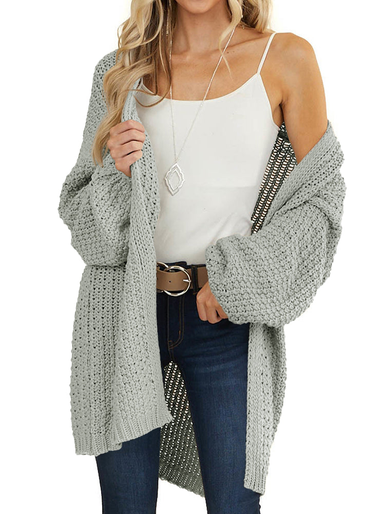 Saodimallsu Womens Oversized Open Front Knit Cardigan