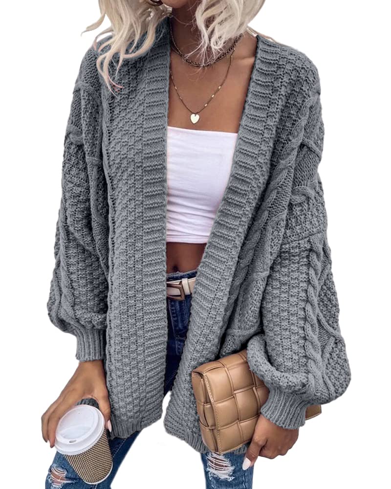 Saodimallsu Womens Chunky Cable Knit Cardigan