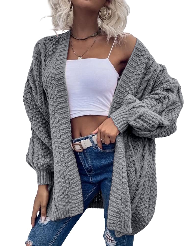Saodimallsu Womens Chunky Cable Knit Cardigan