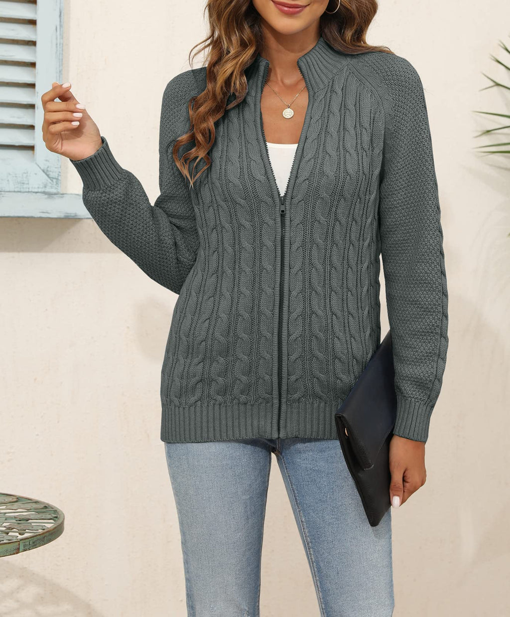 Saodimallsu Women Cable Knit Cardigan