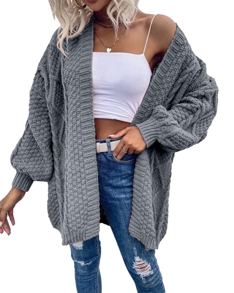 Saodimallsu Womens Chunky Cable Knit Cardigan