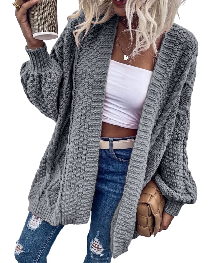 Saodimallsu Womens Chunky Cable Knit Cardigan