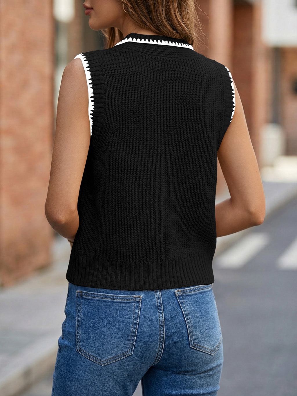 Saodimallsu Womens Tie Front Sleeveless Sweater Vest