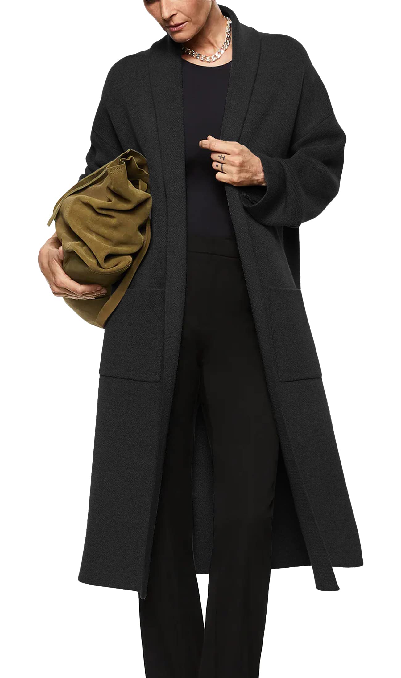 Saodimallsu Womens Oversized Open Front Cardigan