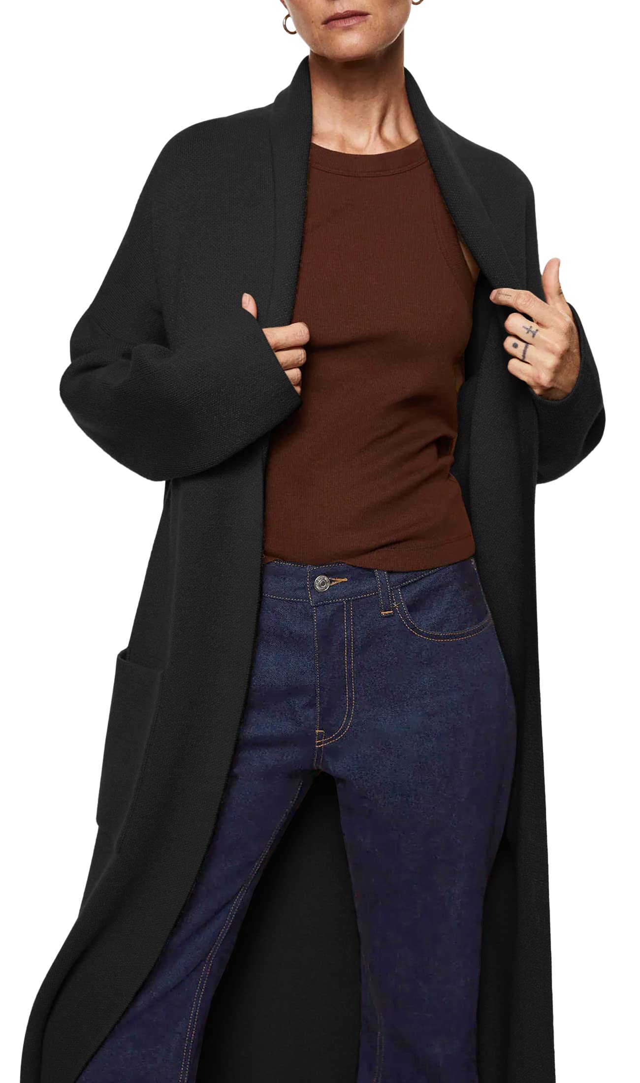 Saodimallsu Womens Oversized Open Front Cardigan