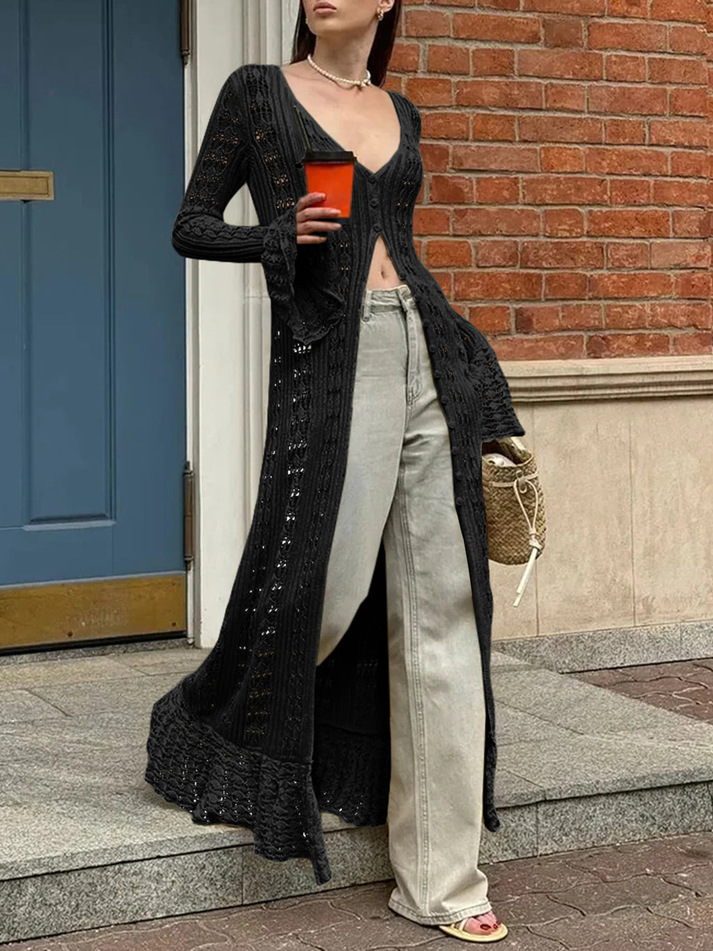 Saodimallsu Womens Boho Crochet Cardigan