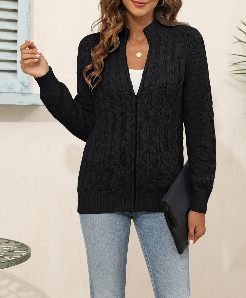 Saodimallsu Women Cable Knit Cardigan