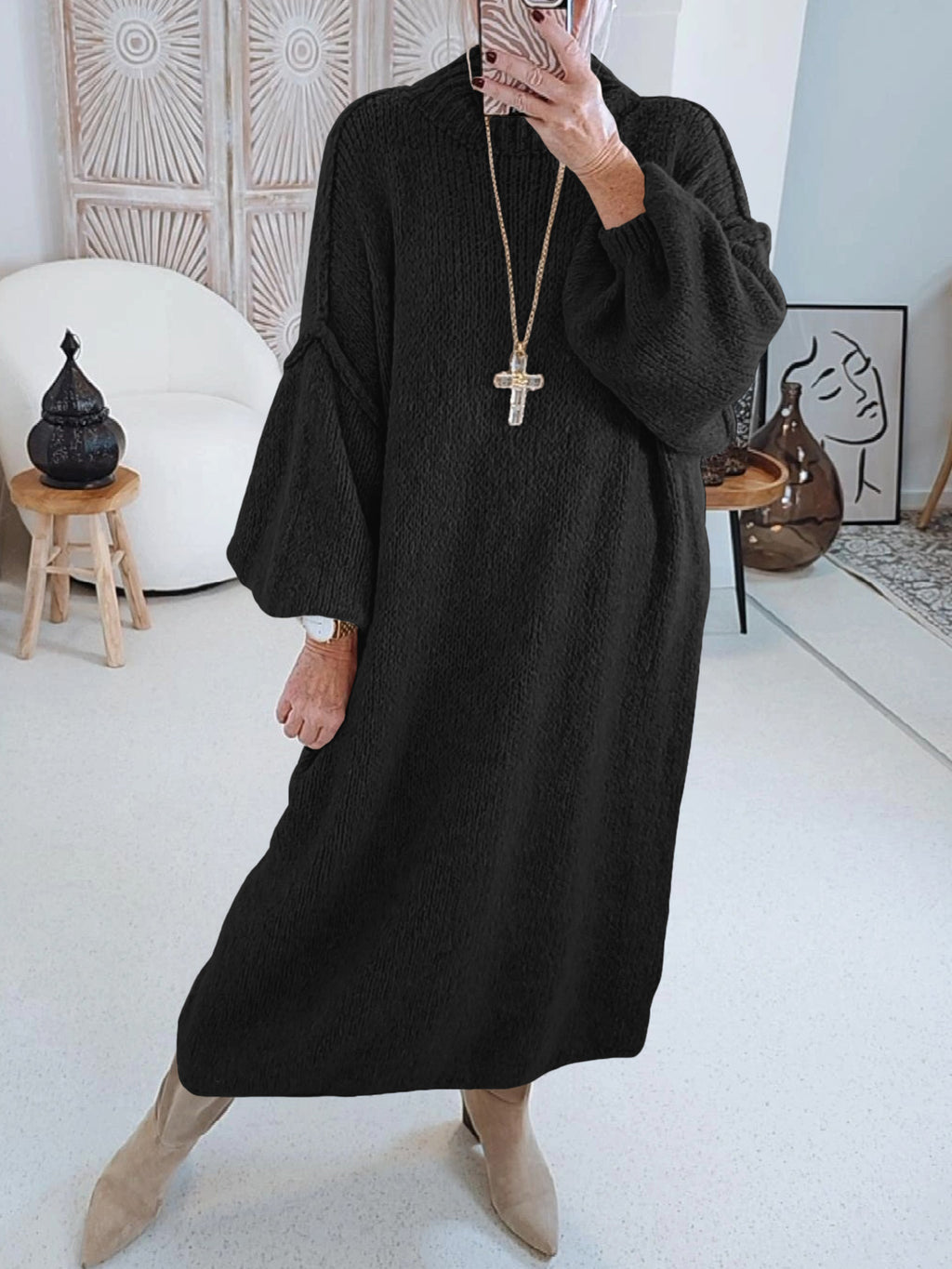 Saodimallsu Womens Mock Neck Sweater Dress