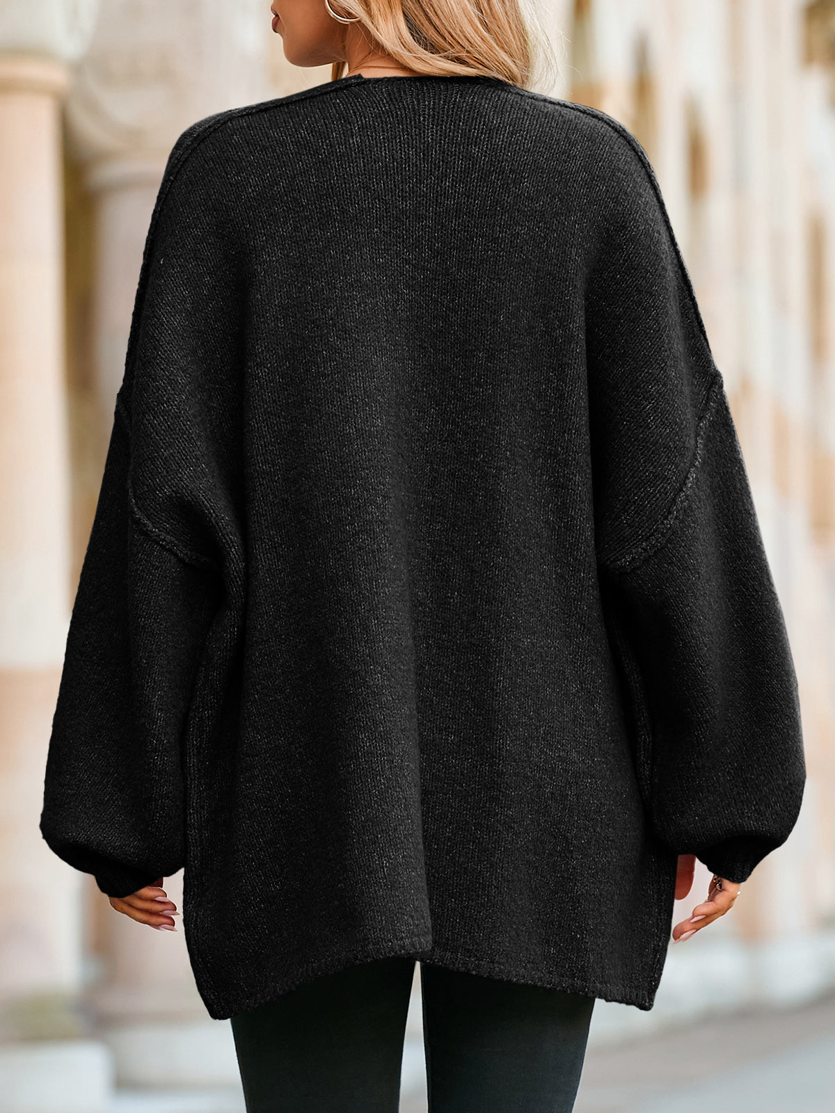 Saodimallsu Womens Lantern Sleeve Chunky Cardigan