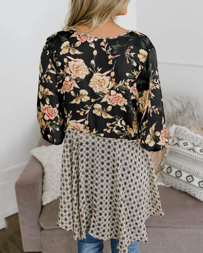Saodimallsu Womens Tie Front Floral Kimono Cardigans
