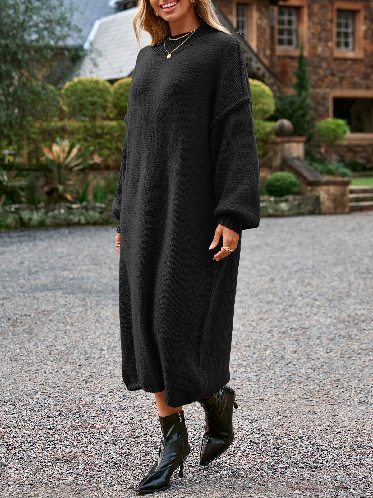 Saodimallsu Womens Mock Neck Sweater Dress