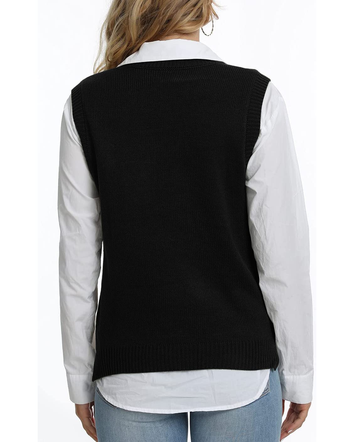 Saodimallsu Womens V Neck Argyle Knit Tops