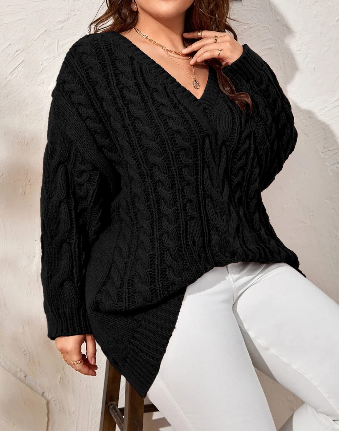Saodimallsu Womens Plus Size Sweater