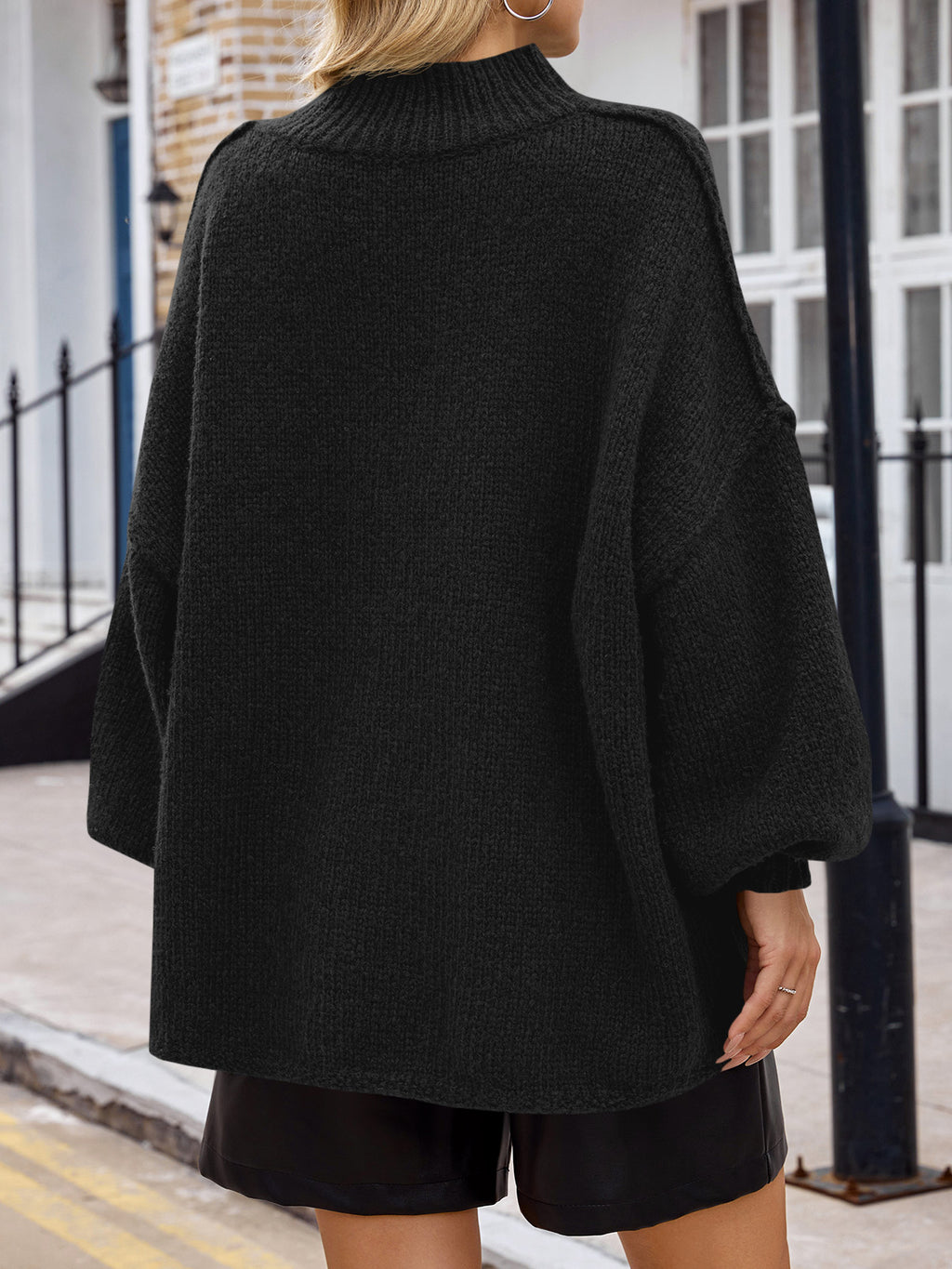 Saodimallsu Black Womens Mock Neck Sweater
