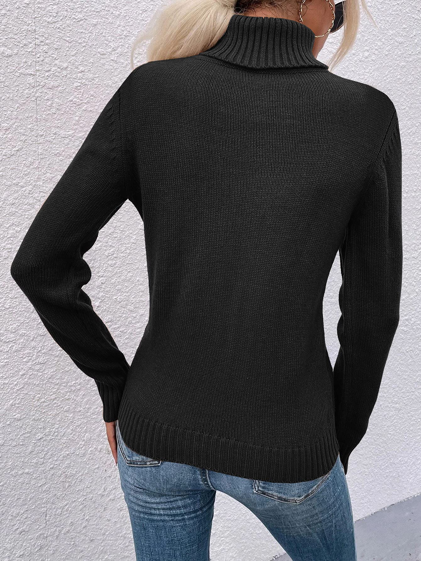 Saodimallsu Women Turtleneck Cable Knit Sweater