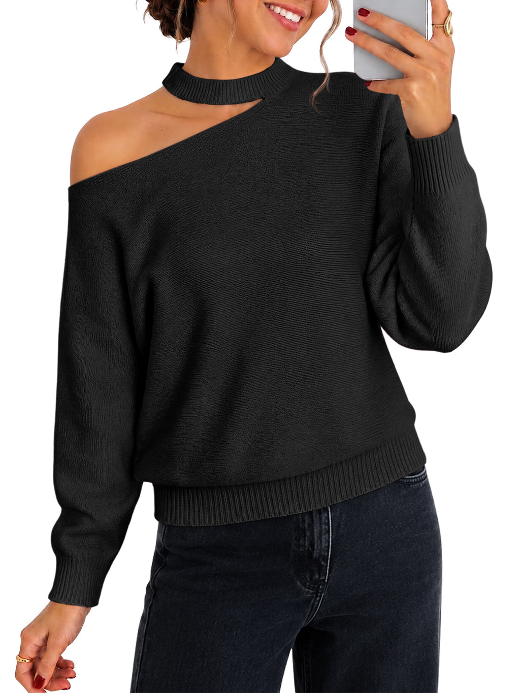 Saodimallsu Womens Off Shoulder Halter Sweater