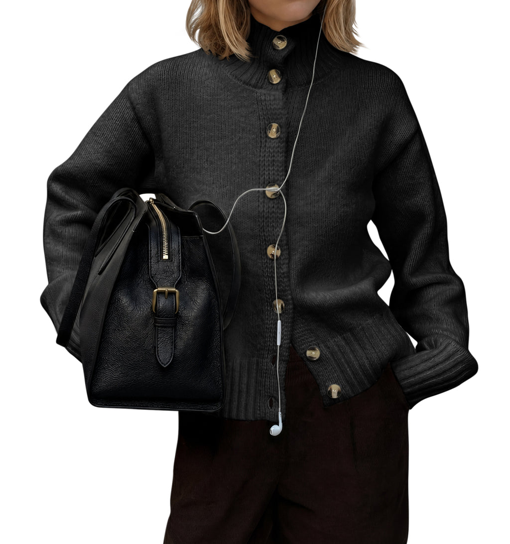 Saodimallsu Womens Mock Neck Button Up Cardigans